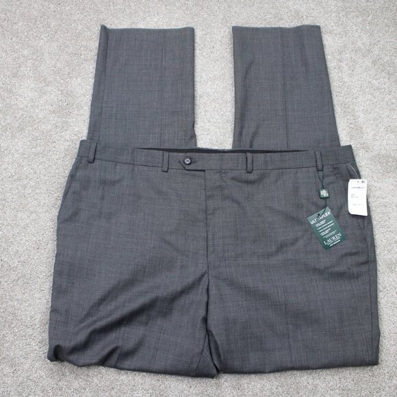 LAUREN Ralph Lauren Suit Separate Pants NWT Mens 46 Gray Ultraflex Wool Unhemmed - Picture 1 of 16